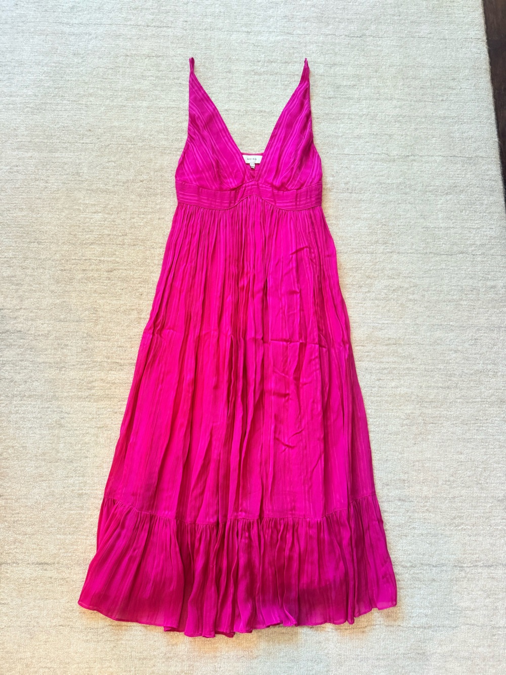 Reiss Vibrant Fuchsia Pleated Midi Dress
